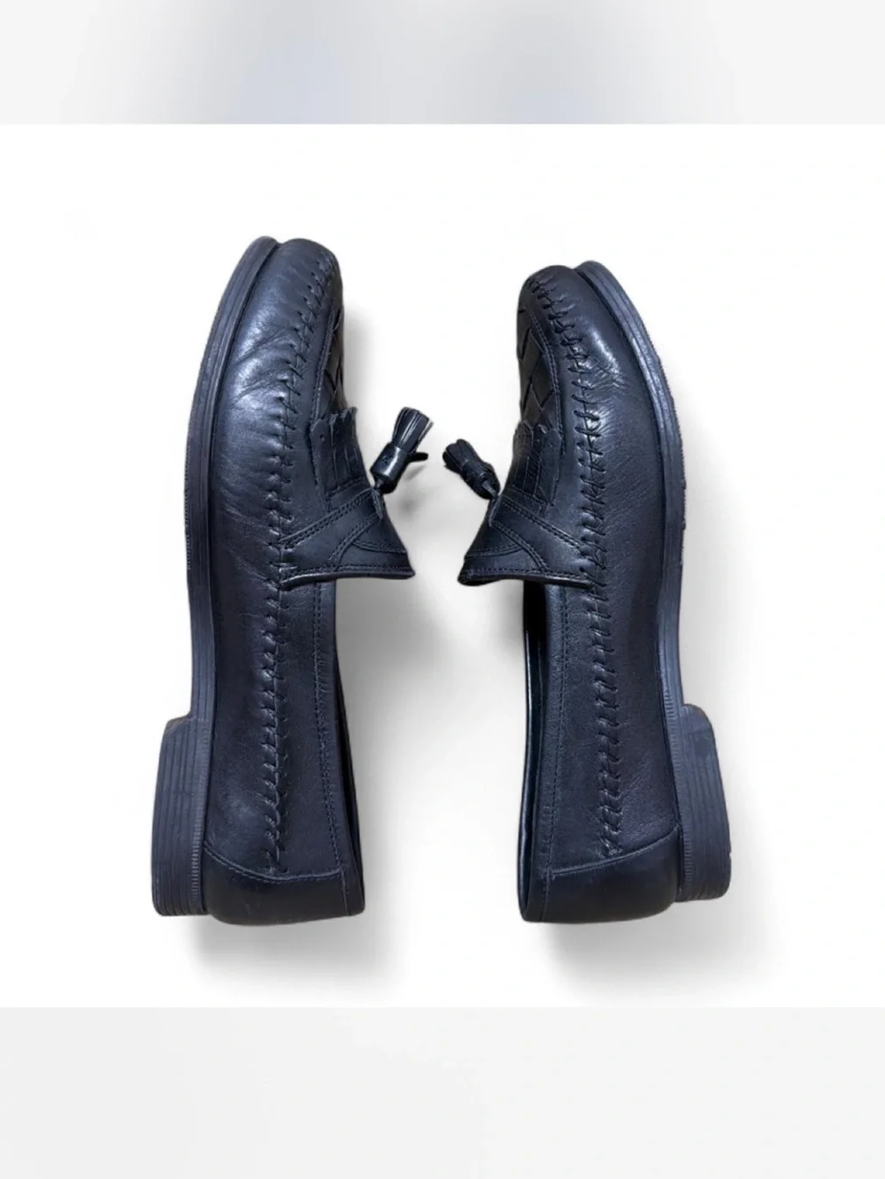 Giorgio Brutini Black Tassel Woven Leather Loafers Sz 8.5 D (Men) 9 (Women)